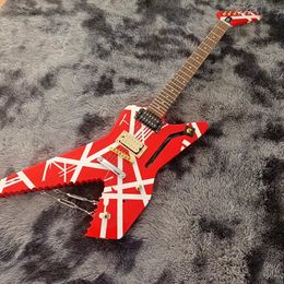 striped series red shark krama 5150 electric guitar with open type zebra pickups maple fretboard