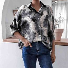 High Street women tops and bloues spring summer loose-fitting casual tie-dye chiffon shirt blouse for fashion 210508