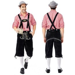 Men's Tracksuits Men Costume Clothing Adults Oktoberfest German Bavarian Shorts Outfit Overalls Shirt Hat Suspenders Set Halloween