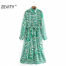women vintage striped print shirt dress office ladies long sleeve breasted sashes vestido chic casual slim dresses DS4501 210420