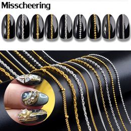 9 Types Gold Silver Metal Chains Punk Cross 3d Nail Art Decorations Charm Jewellery Making Findings DIY Accessories Manicure Tools