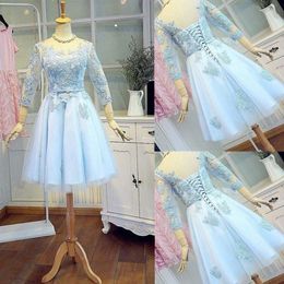 New Elegant Cocktail Dresses Evening Party Gowns Blue Tulle Modern Lace up Style Homecoming Dress