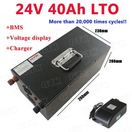 GTK 20,000 cycle!Lithium titanate 24v 50Ah 40Ah LTO battery with BMS for electric bike scooter Electric Wheelchair+5A Charger