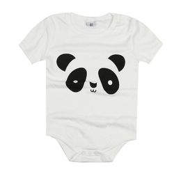 White Panda Baby Bodysuits Summer Short Sleeve Newborn Jumpsuits Cute Infant One-Piece Clothes Triangle Shirt Babywear Cotton 210413