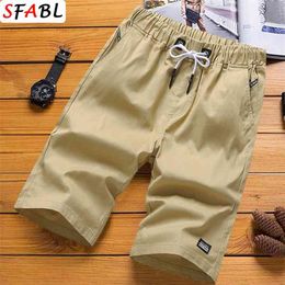 SFABL Mens Shorts Black Solid Summer Quick Dry Elastic Waist Zipper Pocket Casual Short Pant Male Plus Size 5XL 210716