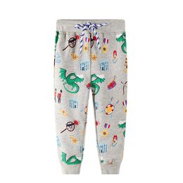 Jumping meters Toddler Sweatpants for Boys Girls Dragon Print Fashion Kids Trousers Pants With Animals Children Clothing 210529