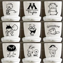 Toilet Stickers Home Decoration Wall Sticker Vinyl Waterproof Wall Decals Cartoon Decor Mural