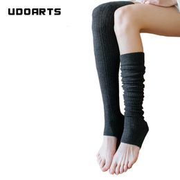 Udoarts Women's Wool Winter Warm Knitted Over Knee High Boots Long Socks Stockings Leg Warmers(1pair) Q0913