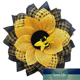 Mesh Bee Day Wreath Garlands on the Door Farmhouse Artificial Bumblebee Sunflower Wreath for Front Door Window Decoration Factory price expert design Quality