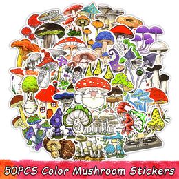 50 PSC Colour Mushroom Stickers Toys for Children Anime Sticker for Scrapbook Notebook Laptop Phone Fridge Waterproof Decals Kids Gifts