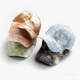 Tie dyed baseball cap 5 Colours Criss Cross Peak Hat Fashion Washed Denim Cotton Outdoor Sun hat for gift T2I51927