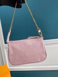 Latest Gradient Embossed Chain Bag Mini Pochette Accessoires Fresh Coin Purse Women Depicted Wallet Empreinte Soft Grain Leather Clutch