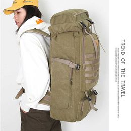 70L Military Backpack Tactical Canvas Army Bag Outdoor Molle Camouflage Travel Hiking Camping Rucksack Mochila Militar XA258D Y0721