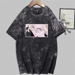 Tokyo Revengers Anime Print Fashion Short Sleeve Round Neck Tie Dye T-shirt Y0809