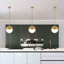 Pendant Lamps LukLoy Brass Ball Light Copper Bedside Lamp Glass Dining Room Suspension Loft Kitchen Island