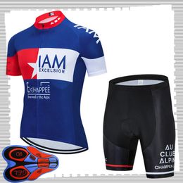 Pro team IAM Cycling Short Sleeves jersey (bib) shorts sets Mens Summer Breathable Road bicycle clothing MTB bike Outfits Sports Uniform Y21041523