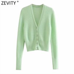 Women Fashion V Neck Solid Color Diamond Buttons Casual Short Knitting Sweater Femme Chic Long Sleeve Cardigans Tops S554 210420