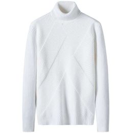 White Turtleneck Sweater Men Winter Thick Warm Mens Weaters Fashion Style Knitted Clothes Long Sleeve Turtlenecks Oversized 3xl 210601