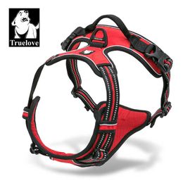Truelove Front Range Reflective Nylon large pet Dog Harness All Weather Padded Adjustable Safety Vehicular leads for dogs pet 211006