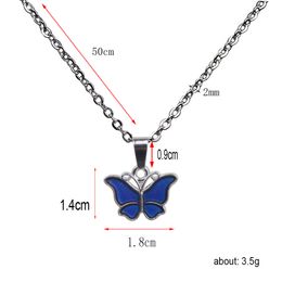 Students mood necklace stainless steel chain change color necklaces
