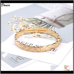 Bangle Bracelets Drop Delivery 2021 Donia Jewelry Tri Color Electroplating Exaggerated Diamond Micro Inlaid Zircon Bracelet Personality Europ