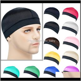 Dome Wave Cap Silk Bonnet Satin Elastic Breathable Turban Hat Hair Headwear Bonnets Hats Fedoras Beanie Adult 10Pcs Hgjnx Wig Caps Sahu7