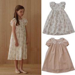 2021 New Summer Lou Brand Kids Dress for Girls Cute Flower Short Sleeve Princess Dresses Baby Toddler Cotton Fashion Clothes Q0716
