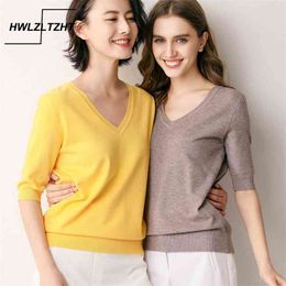 HWLZLTZHT Knit Loose Women's Shirt Autumn Cashmere Sweater Cotton Shirt Plus Size t-shirts Tops Casual Ladies T Shirt 210401