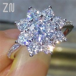 ZN Jewellery Fashion Snowflake White Zircon Ring For Women Engagement Rings wedding Heart Flower Rings Party Rings X0715