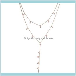 Chains Necklaces & Pendants Jewelrychains Layer Chain Neckalce 35 And 41Cm With 10Cm Long Tassel Necklace Women Y Shape Sexy Wedding Multipe
