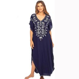 Cotton Long Beach Dress Coverups for Women Pareo de Plage Swimsuit Cover up Sarongs Swimwear Kaftan Q1198 210420