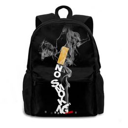 No Smoking Unisex Multifunctional Backpacks 15in For Business Travelling School Backpack Bookbag Black Slogan Rucksack Daypacks