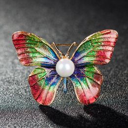 Pins, Brooches Butterfly Pearl Brooch Pin Female Korean Fashion Accessories Wholesale Simple Coat