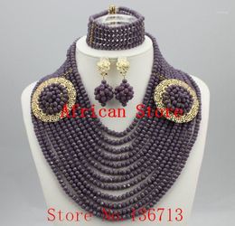 Earrings & Necklace Fashion Nigerian Wedding African Beads Jewelry Set Crystal Bracelet R902