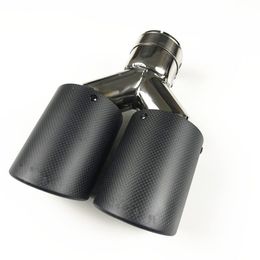 1 PCS Akrapovic Matte Dual Exhaust Tip Sticker Carbon Fiber Universal Exhausts Pipe Car Muffler Tips Nozzles Tail2736