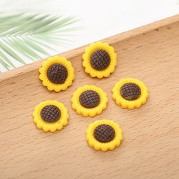 50Pcs 20*20mm Sunflower Resin Components Cabochon Flat back Phone Decoration Flatback Cabochons for Bows Accessories DIY Scrapbooking