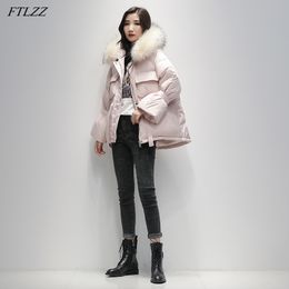 Winter Large Natural Raccoon Fur Jacket Elegant Women 90% White Duck Down Coats Casual Thick Warm Sash Tie Up Coat 210423