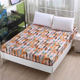 LAGMTA 1pc 100% polyester printing fitted sheet, mattress cover sheet Four corners with elastic band bed sheet 210626