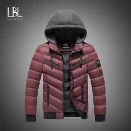 Men Winter Brand Casual Warm Thick Waterproof Jacket Parkas Coat Autumn Outwear Windproof Hat 211214