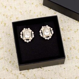 Top quality rhombus shape stud earring with diamond and white shell for women engagement wedding Jewellery gift have stamp box PS3969