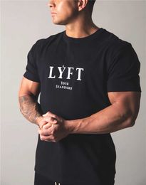 JP&UK Brand LYFT Summer Men Cotton Short Sleeve T Shirt Fitness Running T-shirt Male Gym Tee Tops Summer Shirt Sports Clothing X0602