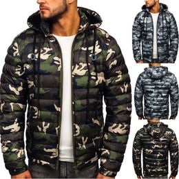 ZOGAA Men's Camouflage Puffer Jacket Windbreaker Casual Sports Winter Fashion Printed Cotton Hooded Parka Coat 211214