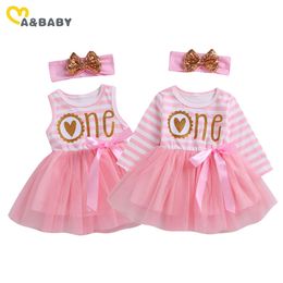 0-24M Infant born Baby Girls Tutu Dress One Donuts Princess Birthday Clothes 210515