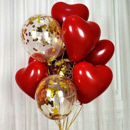 50pcs/lot 10-inch Love Heart Balloon For Wedding Room Layout Backdrop Birthday Party Stage Layout Decoration Red Balloons