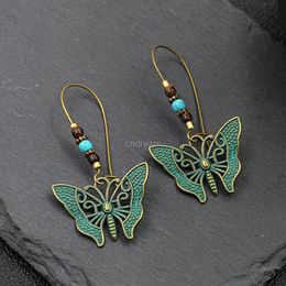 Ancient Bronze Flower Butterfly Earrings Dangle Hollow Charm Ear Rings Hoop Cuff for Women Animal Fashion Jewelry Will and Sandy