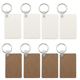 2021 Blank Sublimation Rectangle hardboard Keychain DIY Printing MDF Wooden Keychains Promotional Gift Accessories heat transfer key chains