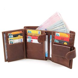 First Layer Cowhide Purse Multi-card Leather RFID Anti-scanning Shielding Durable Bagpack Wallets