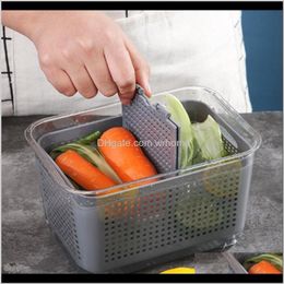 Housekeeping Organization Home Gardenkitchen Storage Box Fresh-Keeping Refrigerator Fruit Vegetable Drain Crisper Container 20X13Dot5X11Dot5C