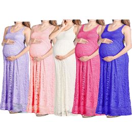 red 15 dresses UK - Maternity clothing summer women sexy loose tail jumpsuit sleeveless photo long skirt fashion maternity dress mommy lace suspender skirts