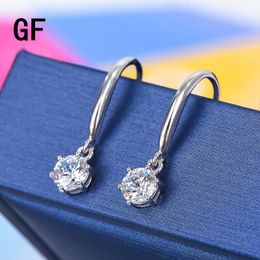 Dangle & Chandelier 925 Silver Passed Diamond Test Mossanite Ear Hooks Perfect Cut 0.5ct D Colour VVS1 Engagement Wedding Drop Earrings For W